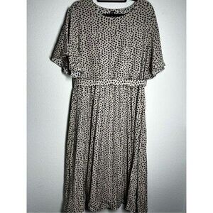 Shein Curve Bohemian Graphic Print Butterfly Sleeve Belted Dress Sz 4X Pink